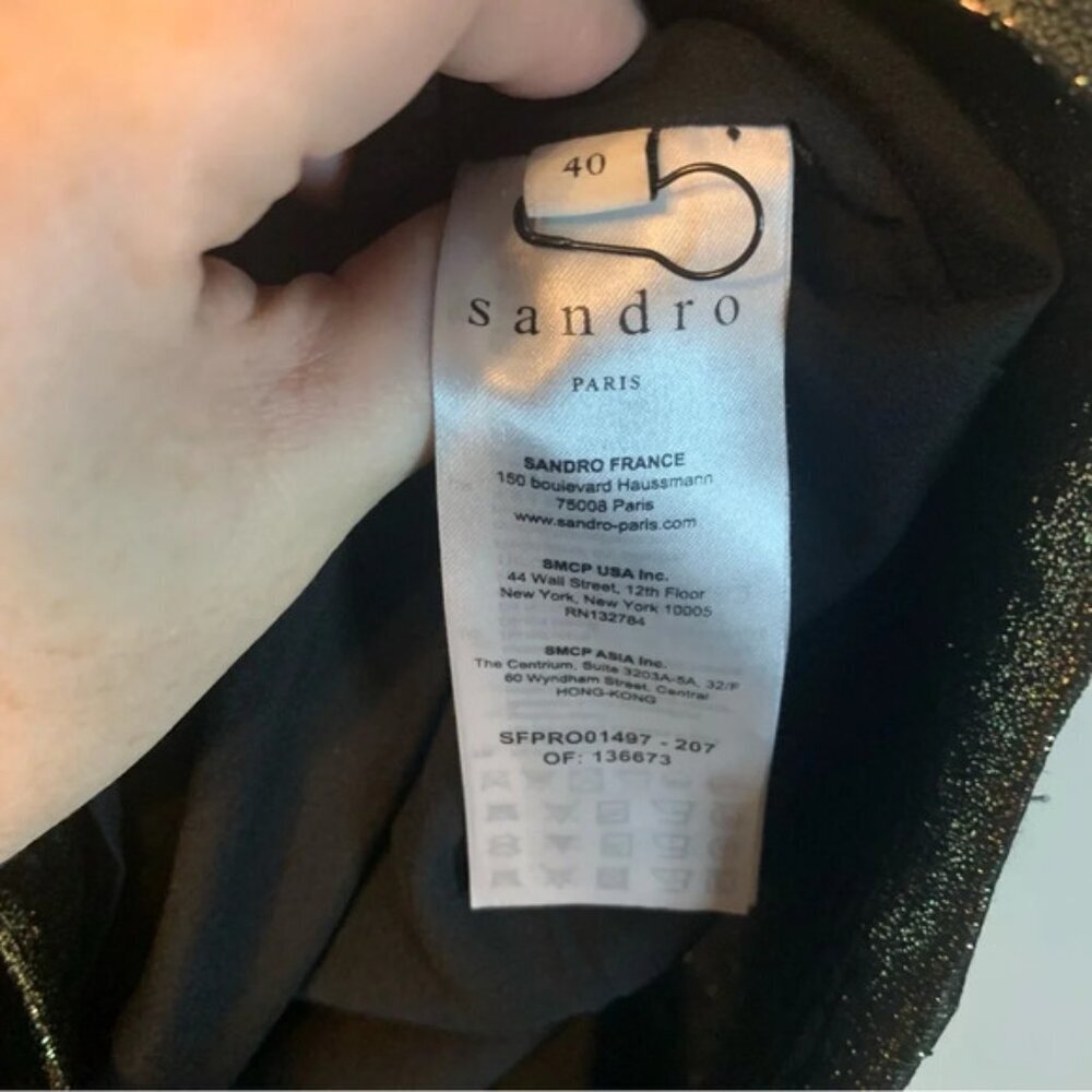 NWOT Sandro Julie Metallic Puffed Sleeve Woven Mini Dress 40 - Picture 9 of 16